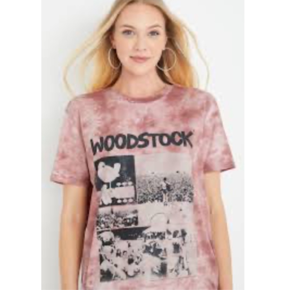 ✨ Woodstock Festival Hippie Maurices Tie Die Tee Shirt Pink